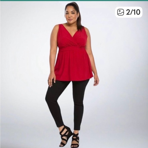 Torrid Red Surplice Poly Spandex Blend Babydoll Cocktail Tunic Top SZ 2X - Picture 3 of 9